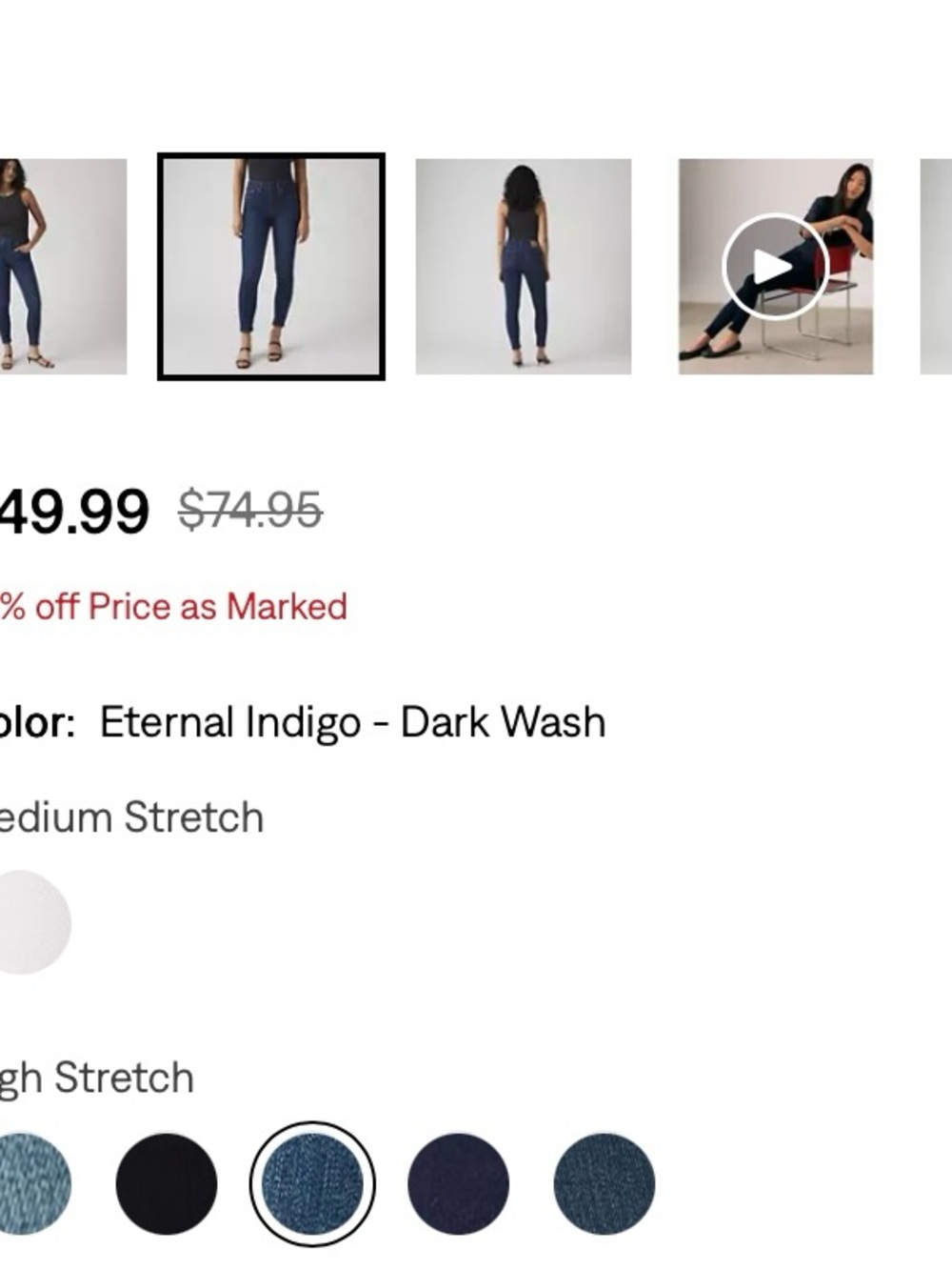 Levi's 721 Skinny High-Rise Jeans in Dark Blue Denim - Picture 2 of 7